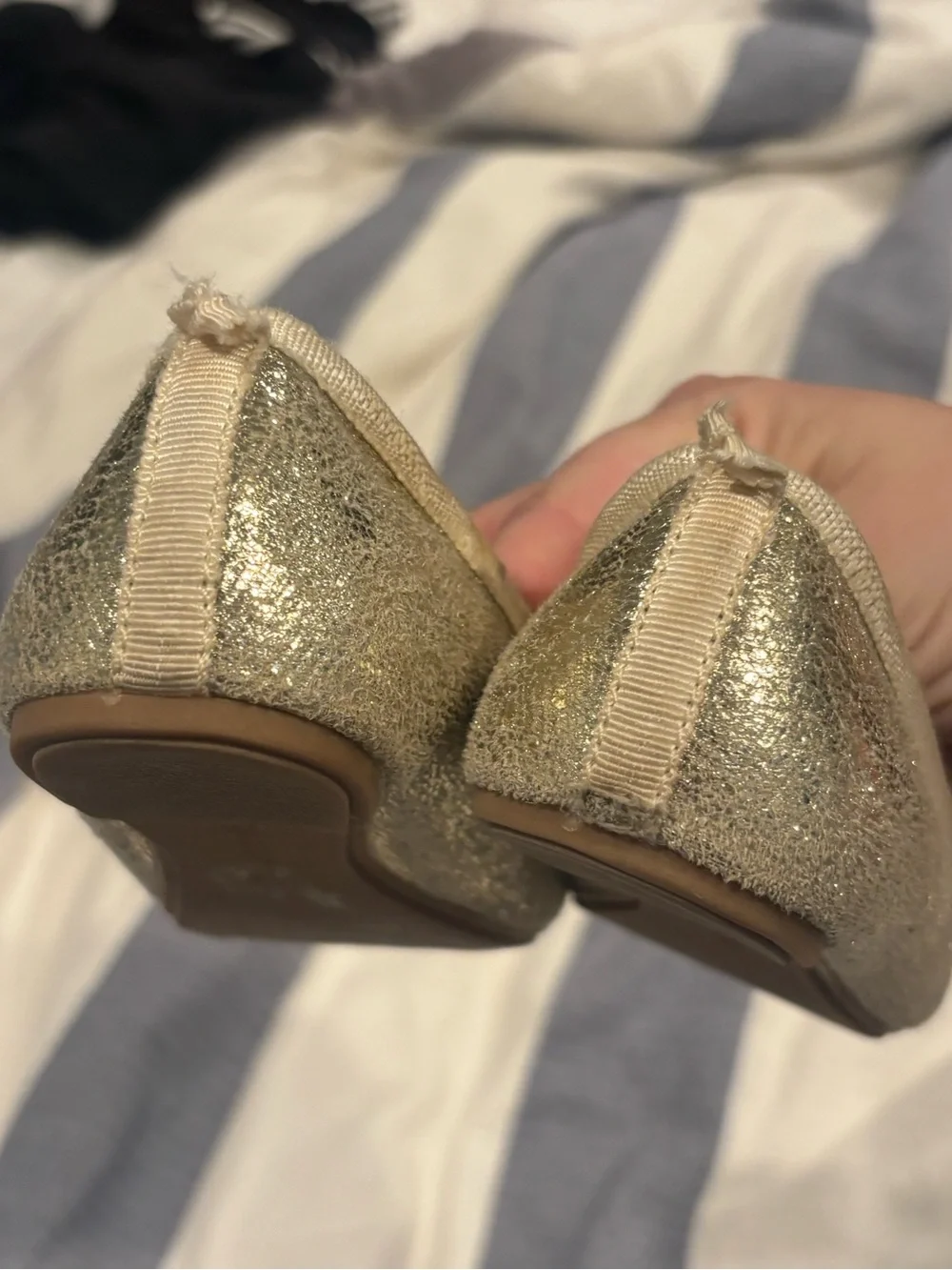 Crewcuts Girls' Gold Glitter Ballet Flats